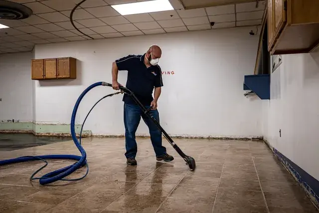 Water extraction on a commercial floor in Oklahoma City