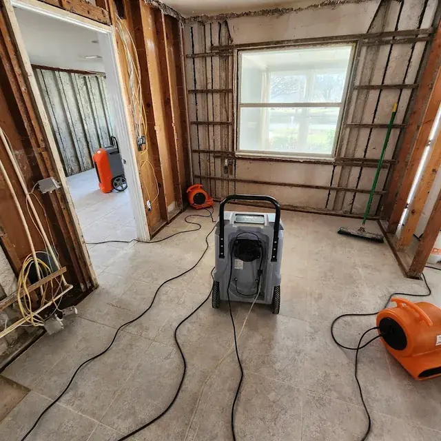 Flood cut and air movers in an Oklahoma City room