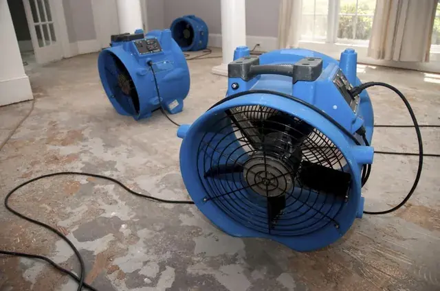 Air mover fan drying an Oklahoma City property
