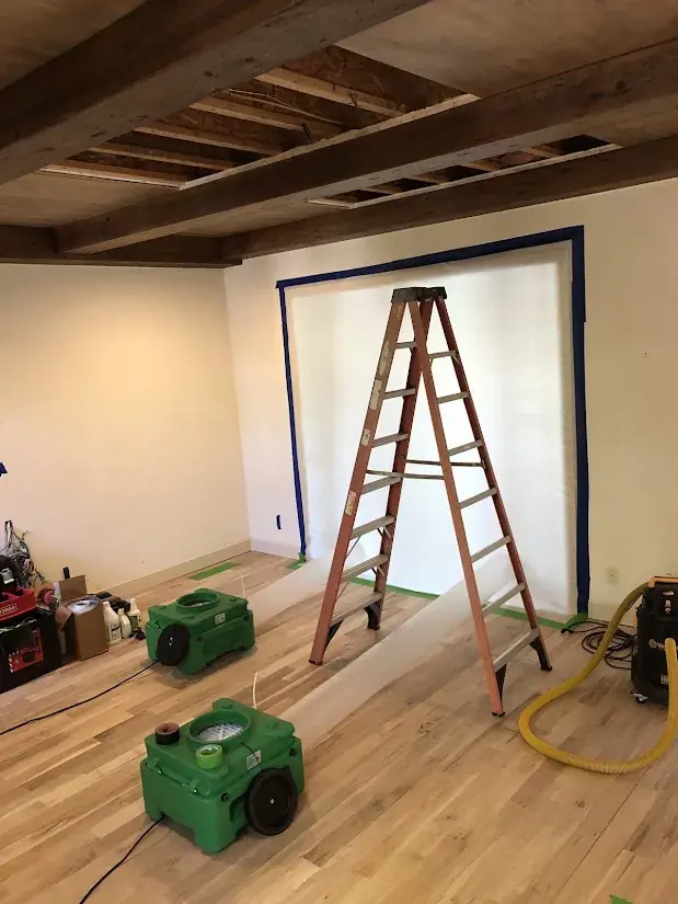 Storm water damage staining a ceiling in an Oklahoma City home