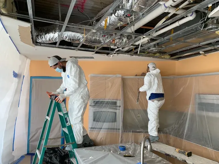 Mold remediation containment set up in an Oklahoma City home